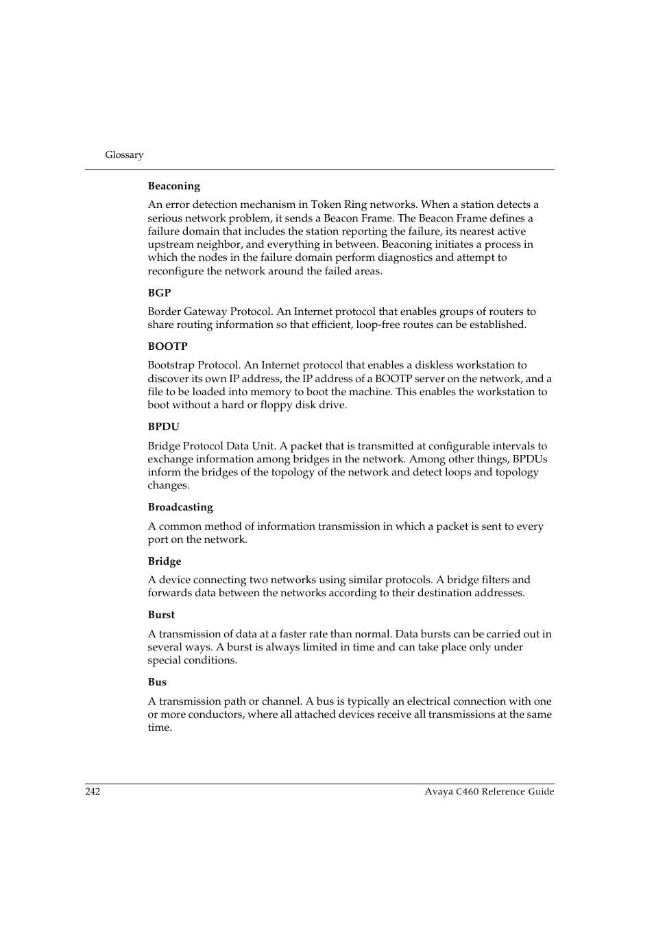 Avaya C460 User Manual | Page 254 / 268