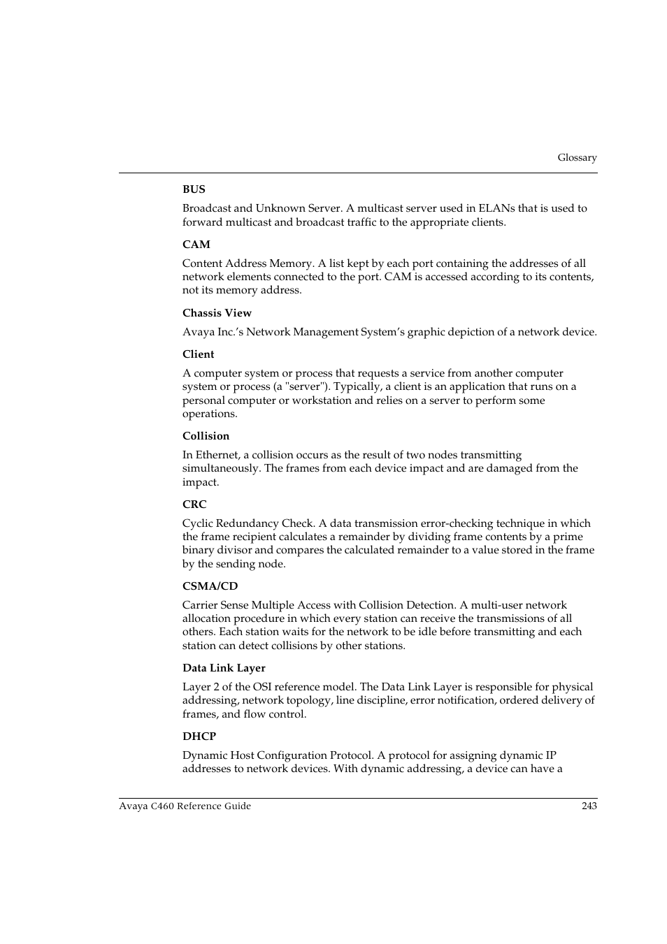 Avaya C460 User Manual | Page 255 / 268