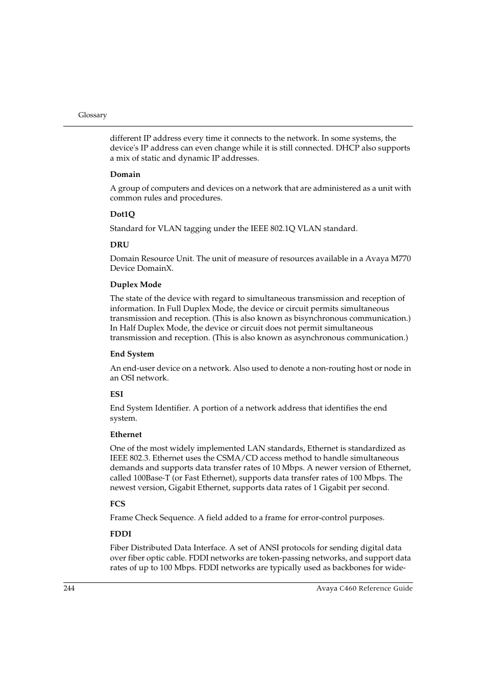 Avaya C460 User Manual | Page 256 / 268