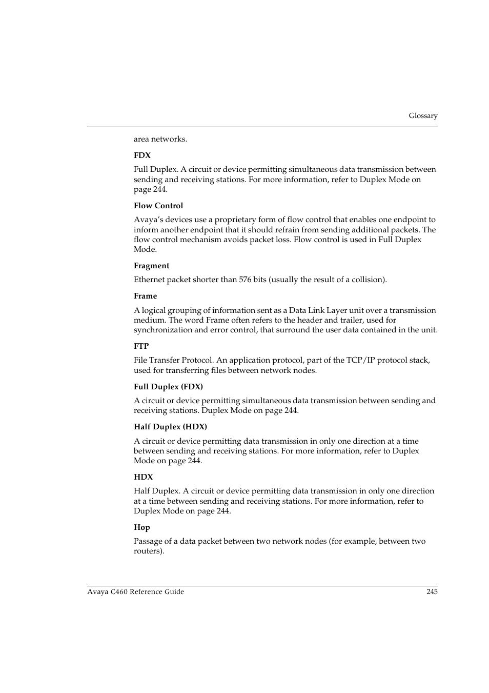 Avaya C460 User Manual | Page 257 / 268