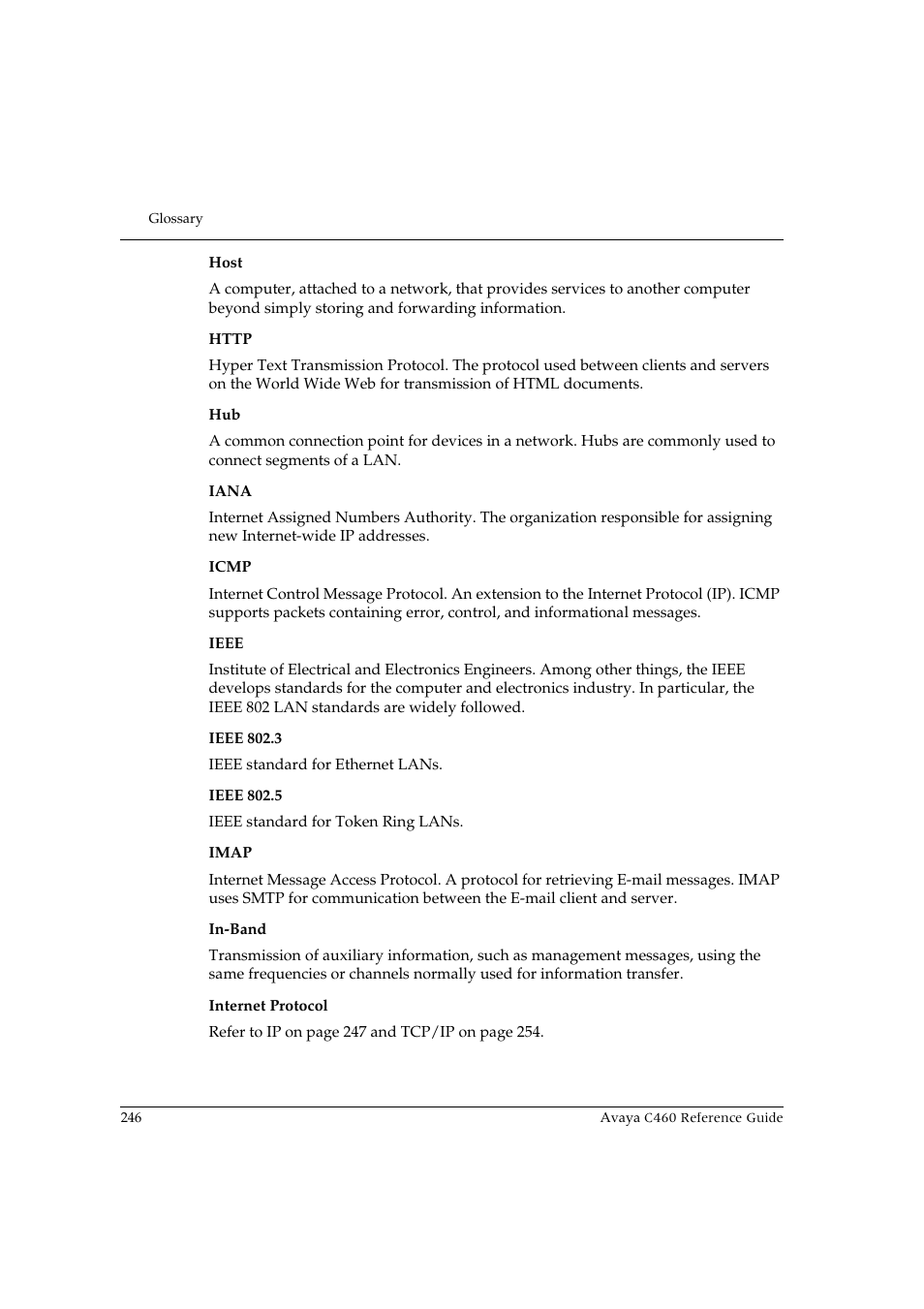 Avaya C460 User Manual | Page 258 / 268