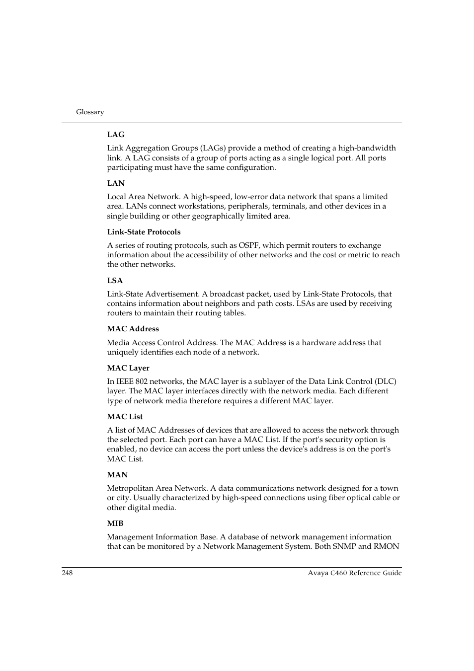 Avaya C460 User Manual | Page 260 / 268