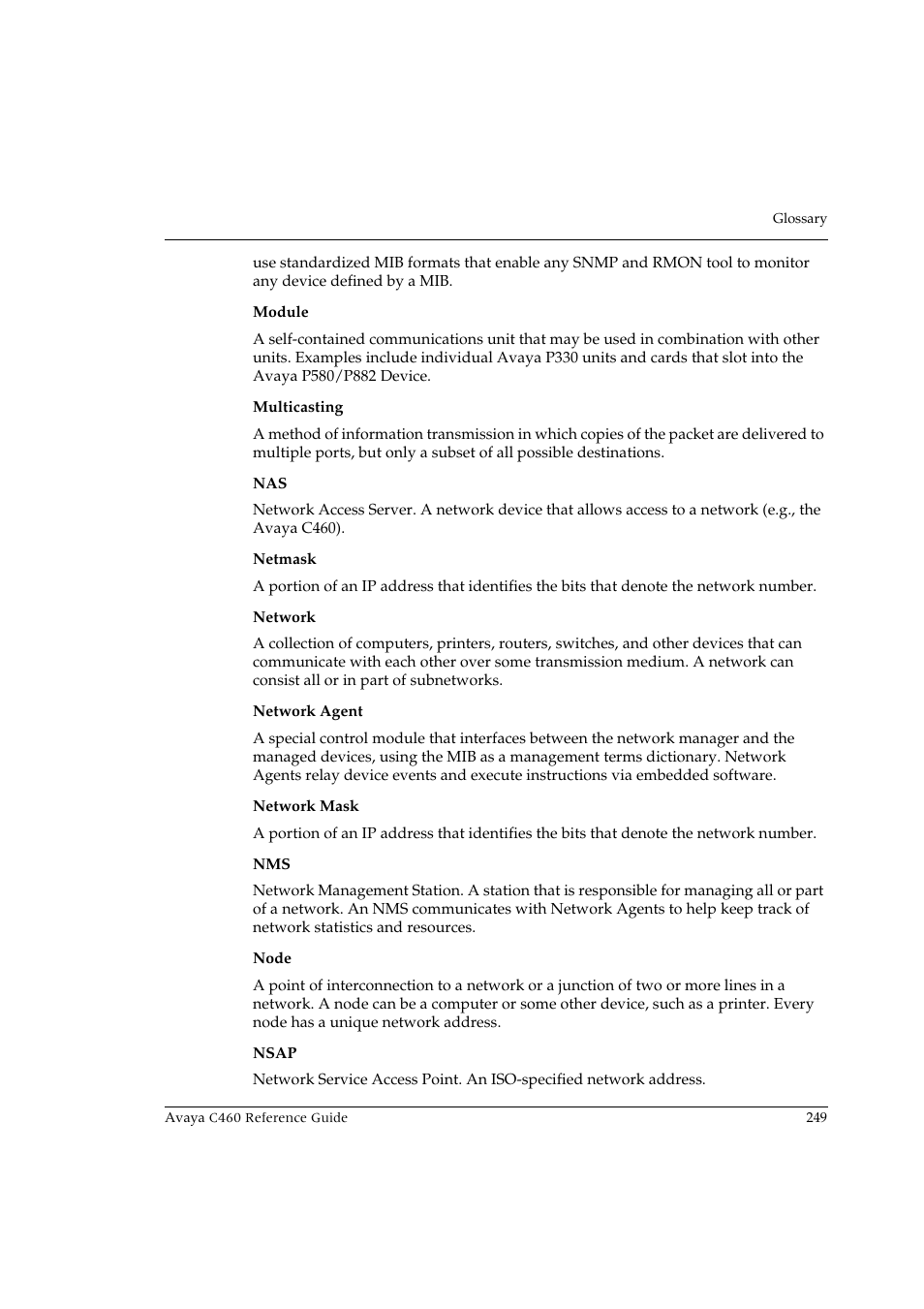 Avaya C460 User Manual | Page 261 / 268