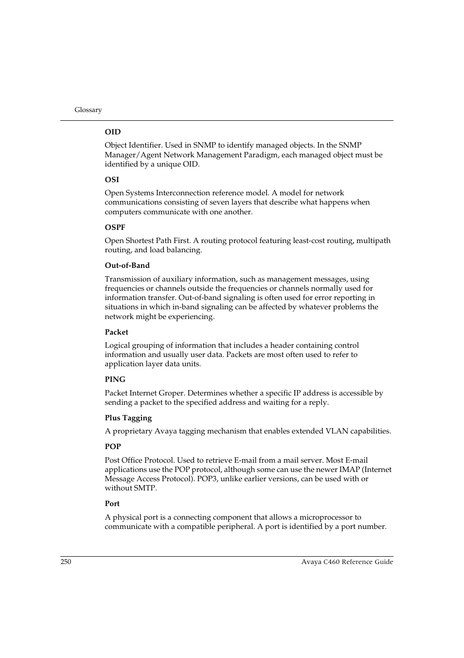 Avaya C460 User Manual | Page 262 / 268