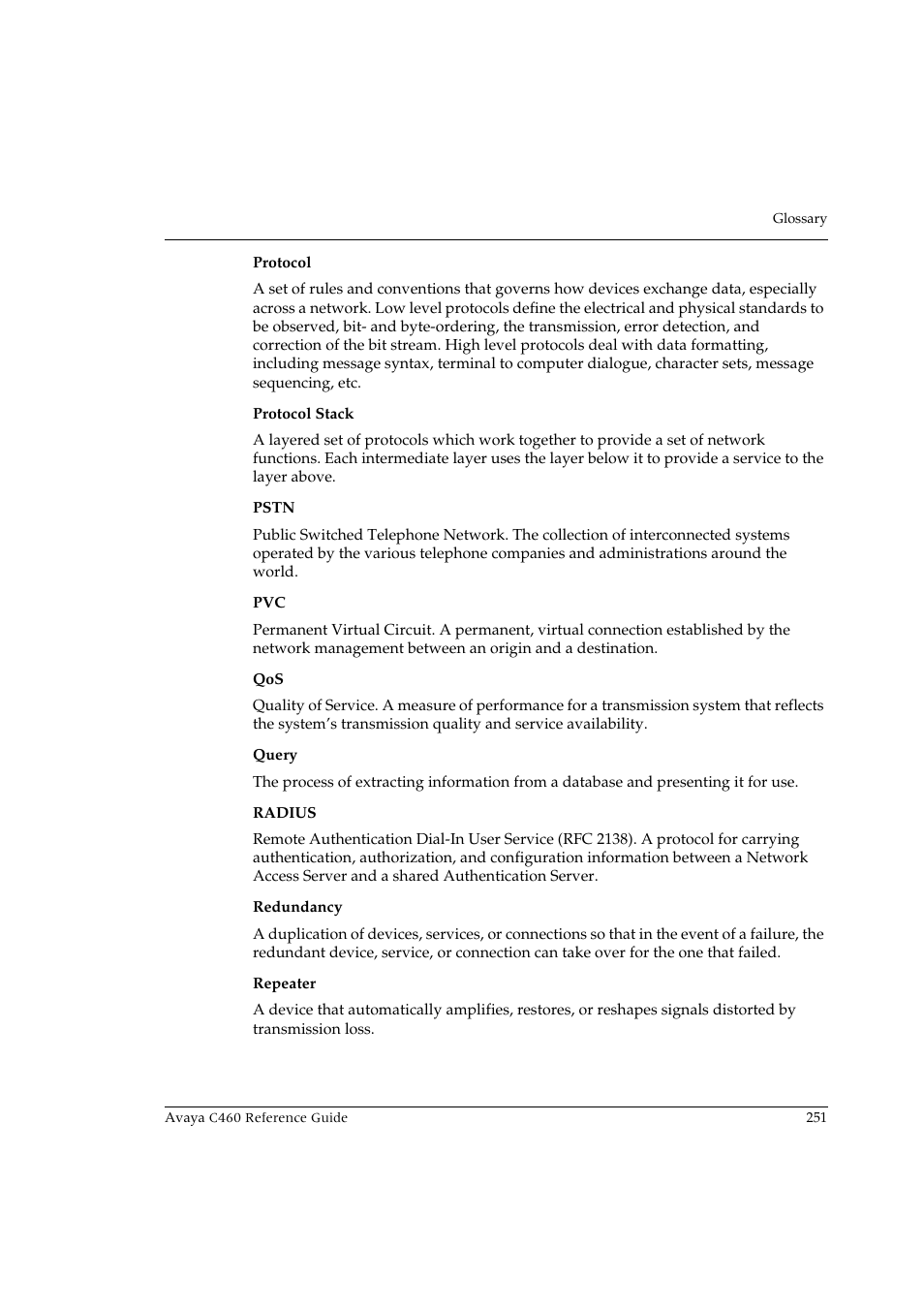 Avaya C460 User Manual | Page 263 / 268