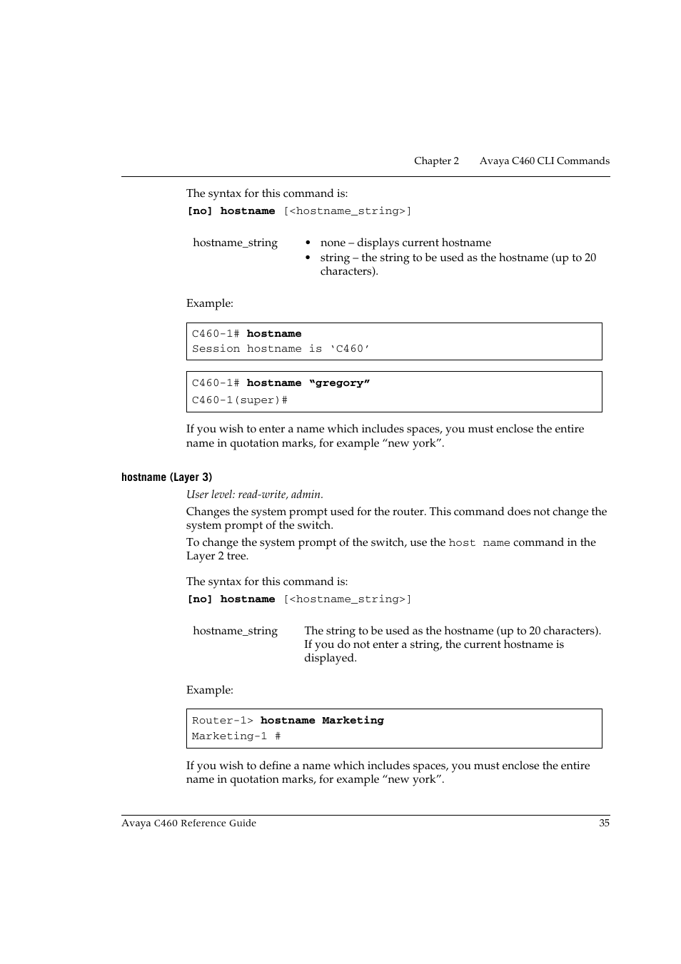 Hostname (layer 3) | Avaya C460 User Manual | Page 47 / 268