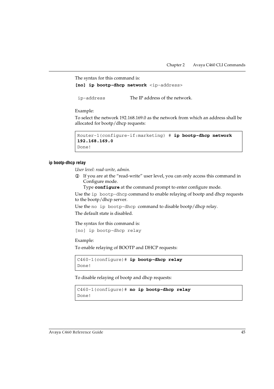 Ip bootp-dhcp relay | Avaya C460 User Manual | Page 57 / 268