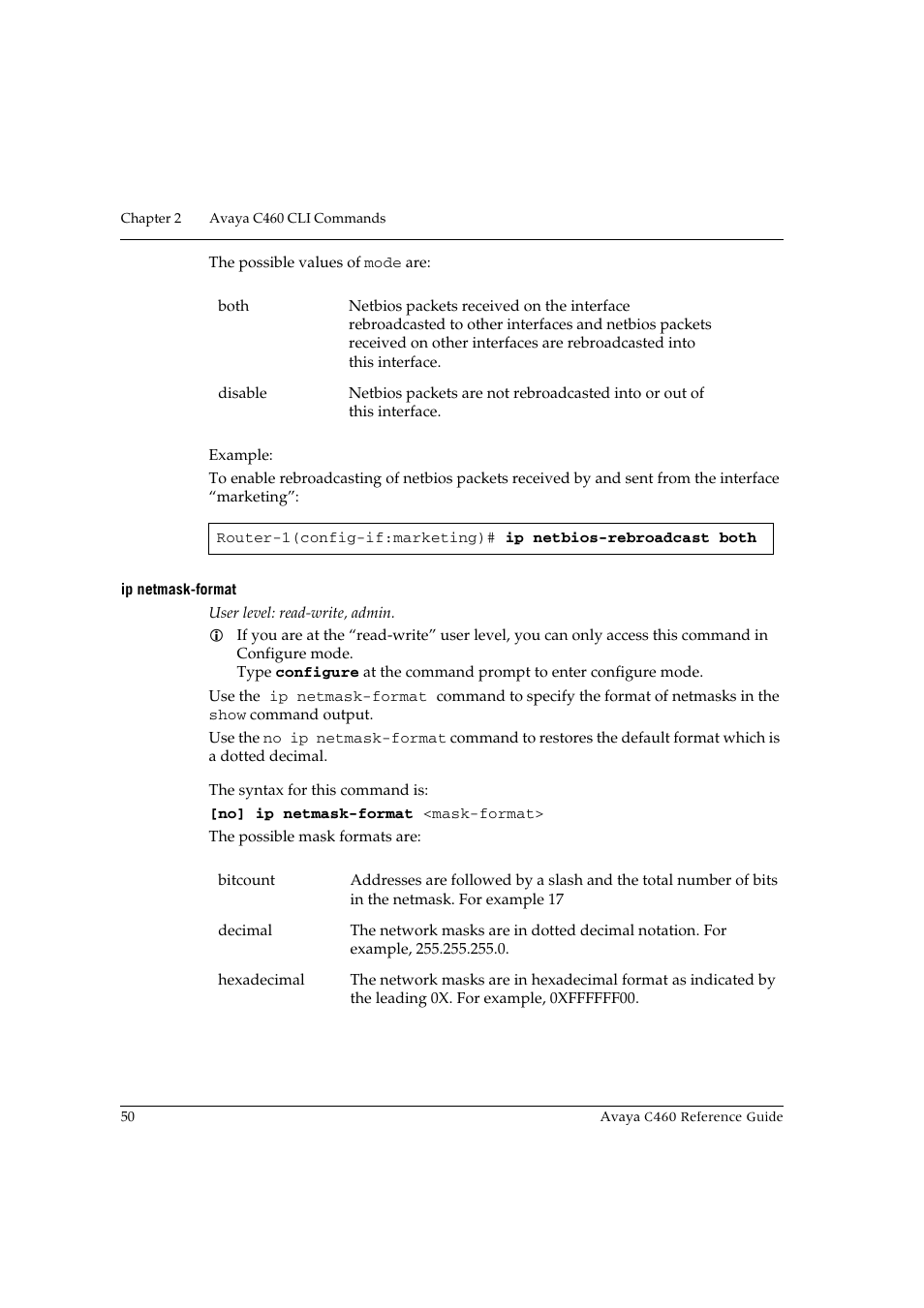 Ip netmask-format | Avaya C460 User Manual | Page 62 / 268