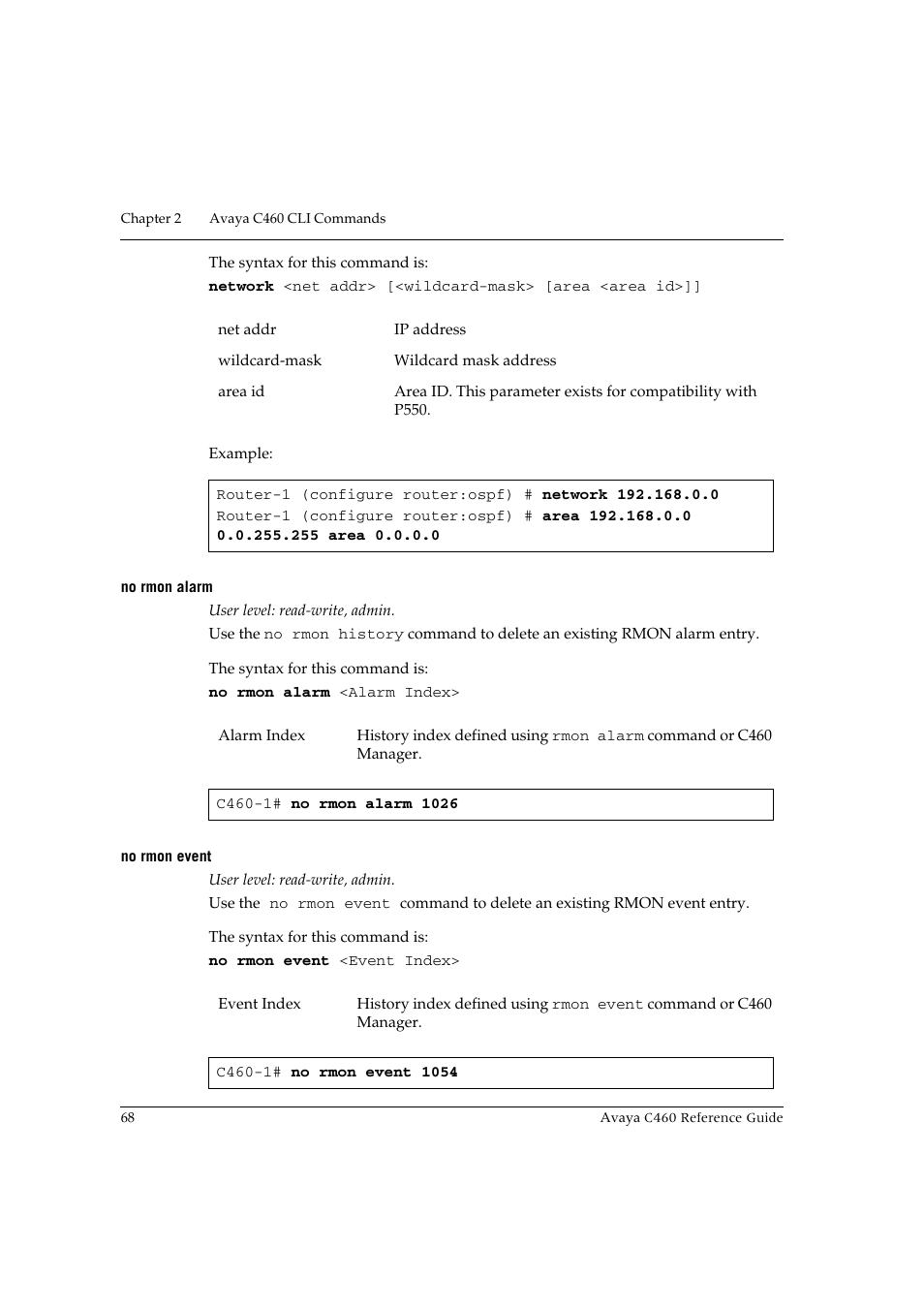 No rmon alarm, No rmon event, No rmon alarm no rmon event | Avaya C460 User Manual | Page 80 / 268