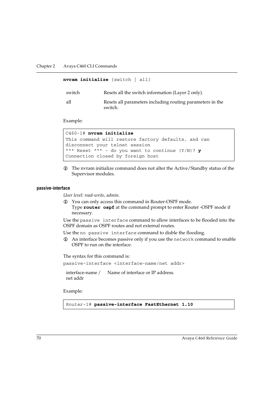Passive-interface | Avaya C460 User Manual | Page 82 / 268