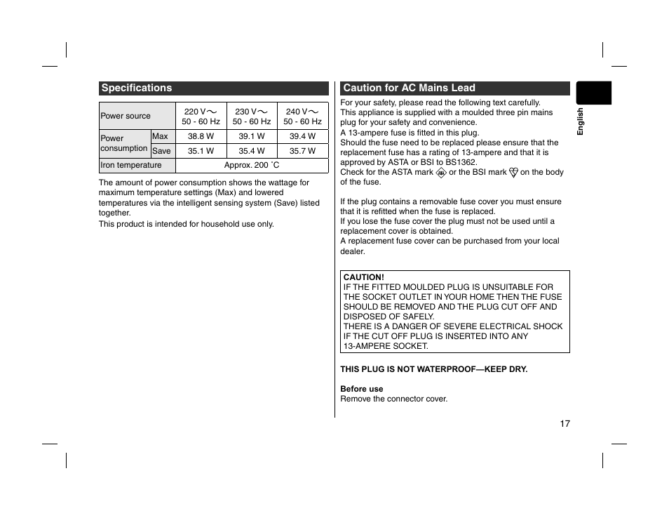 Panasonic EHHS95 User Manual | Page 17 / 84