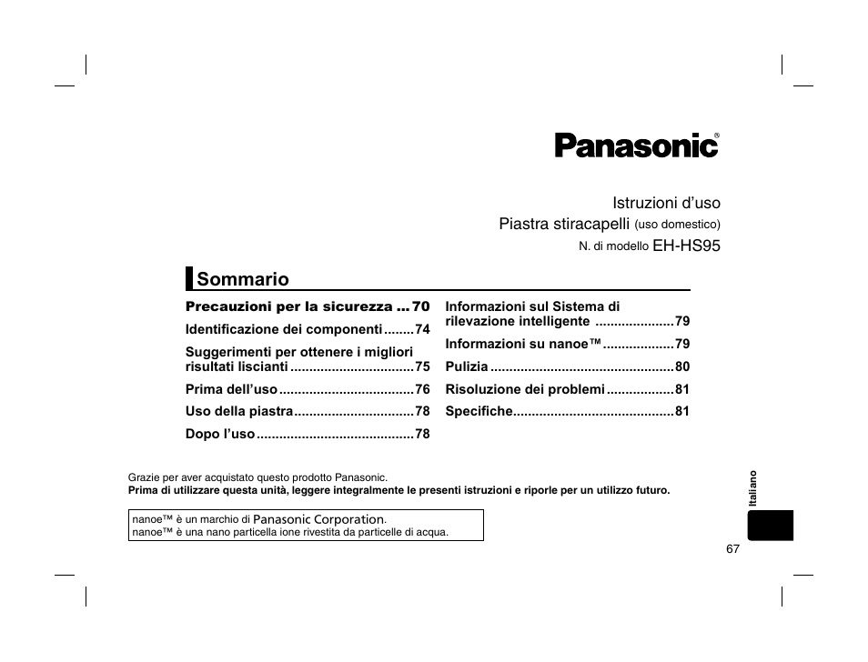 Panasonic EHHS95 User Manual | Page 67 / 84