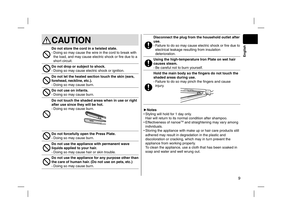 Caution | Panasonic EHHS95 User Manual | Page 9 / 84