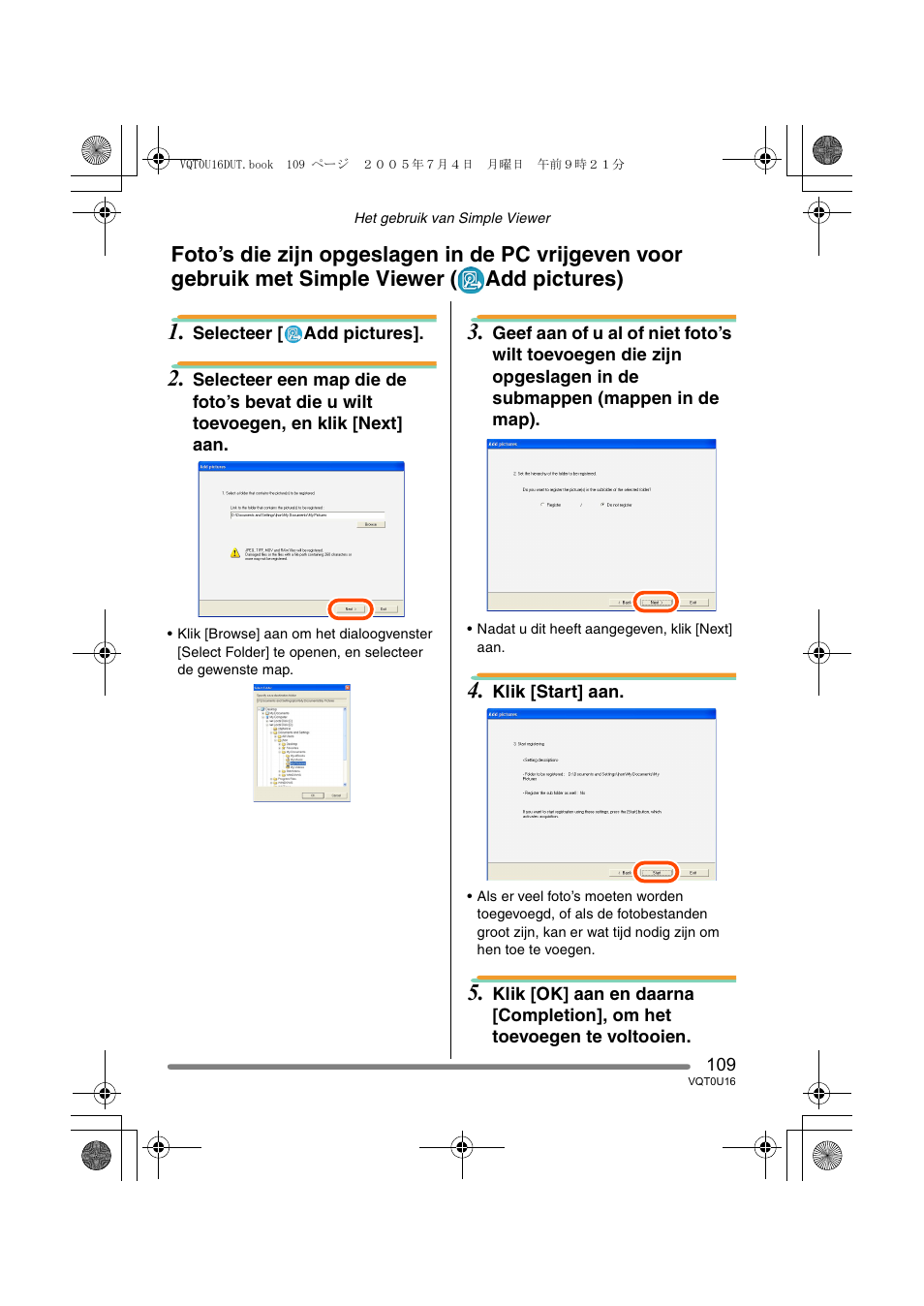 Panasonic VQT0U16 User Manual | Page 109 / 120
