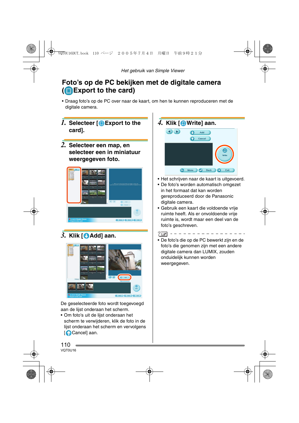 Panasonic VQT0U16 User Manual | Page 110 / 120