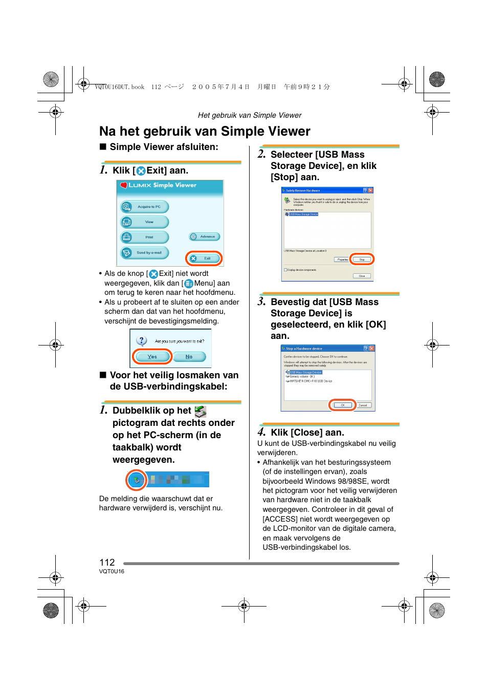 Na het gebruik van simple viewer | Panasonic VQT0U16 User Manual | Page 112 / 120