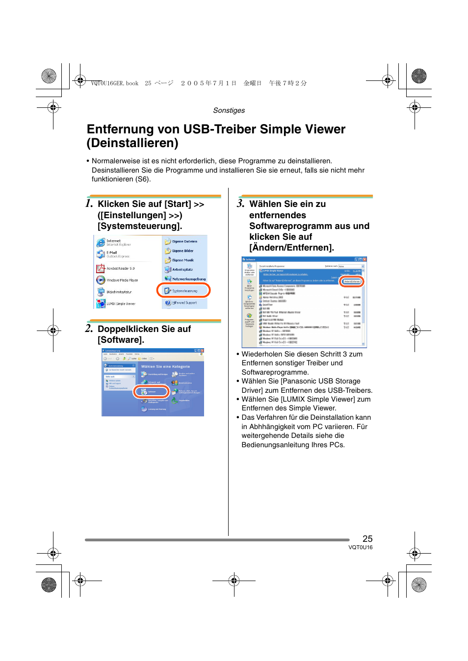 Panasonic VQT0U16 User Manual | Page 25 / 120