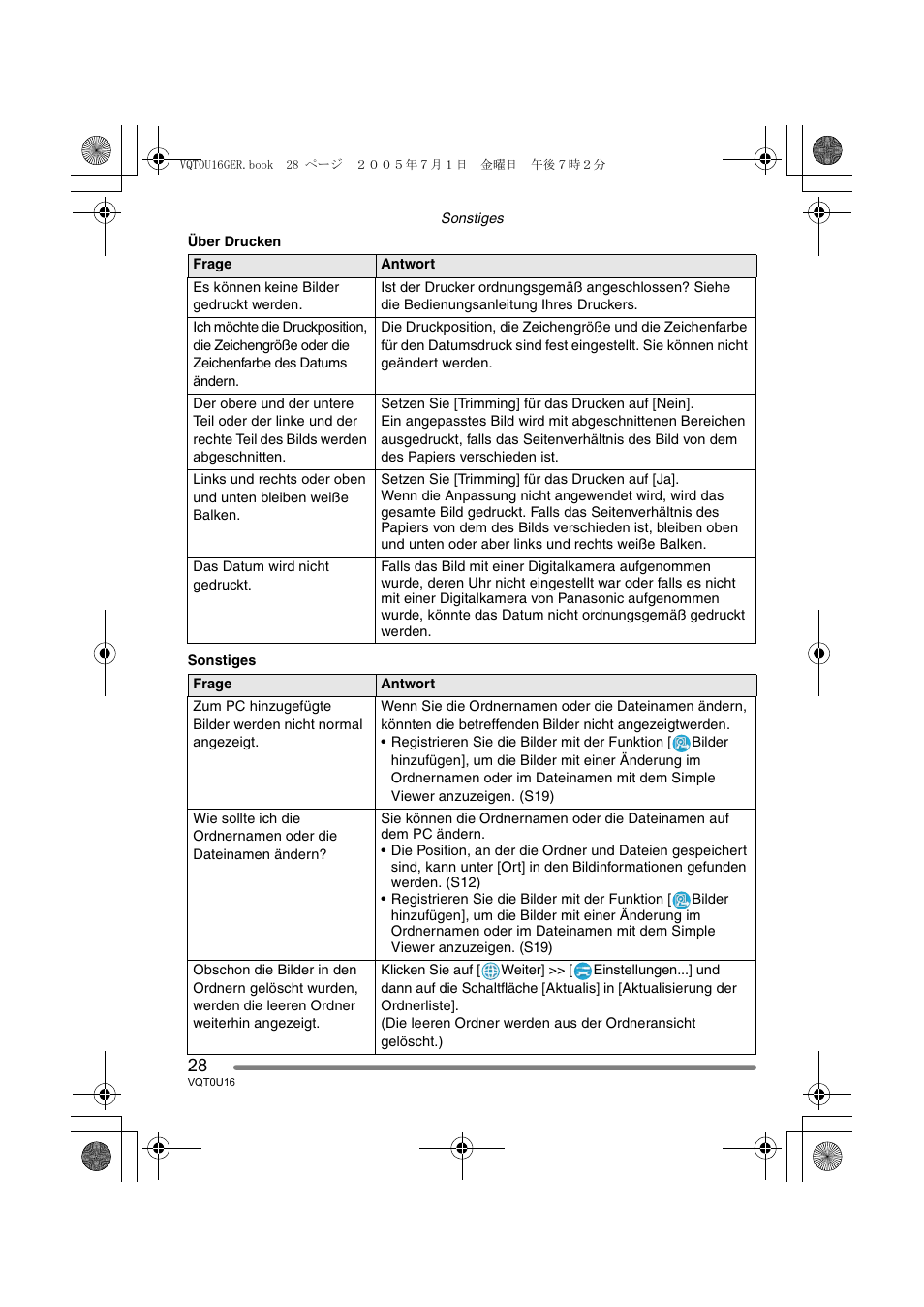 Panasonic VQT0U16 User Manual | Page 28 / 120