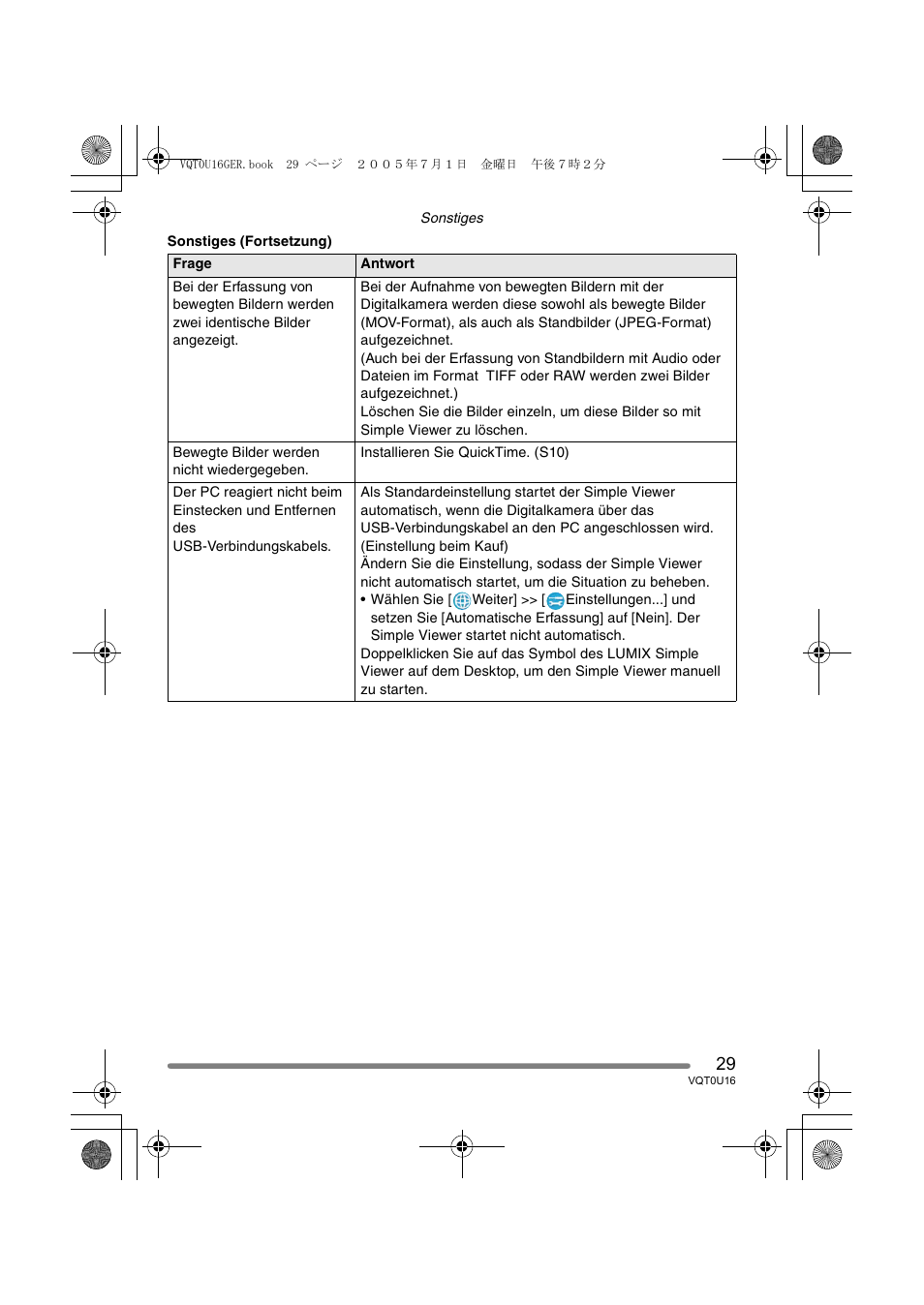 Panasonic VQT0U16 User Manual | Page 29 / 120