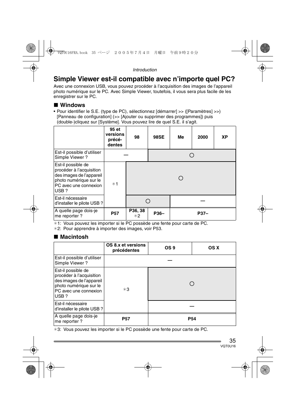 Windows, Macintosh | Panasonic VQT0U16 User Manual | Page 35 / 120