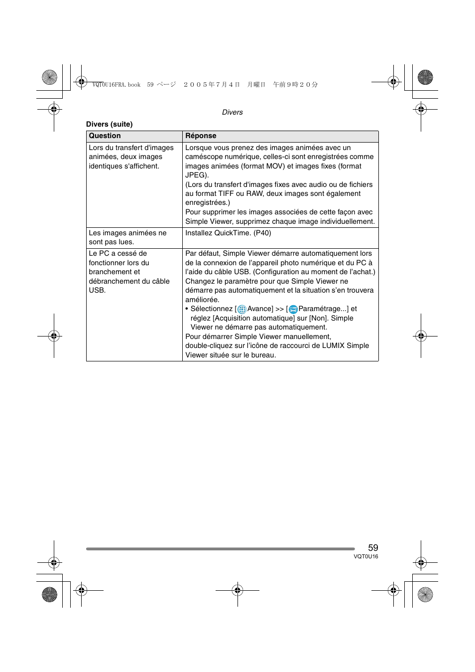 Panasonic VQT0U16 User Manual | Page 59 / 120