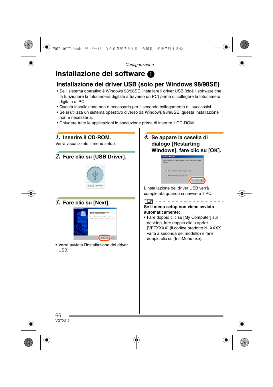 Installazione del software 1 | Panasonic VQT0U16 User Manual | Page 66 / 120