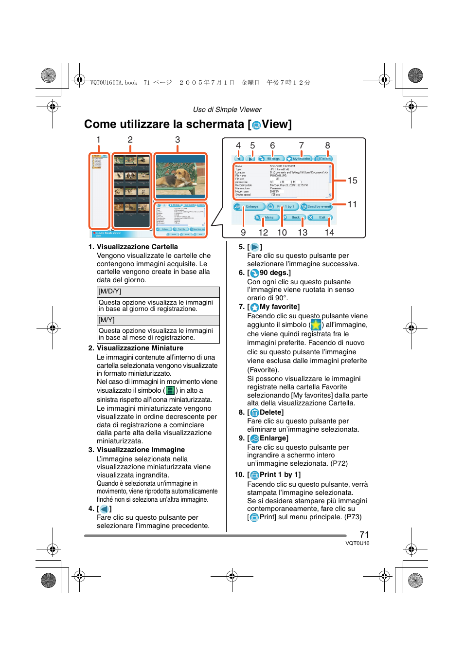 Come utilizzare la schermata [ view | Panasonic VQT0U16 User Manual | Page 71 / 120