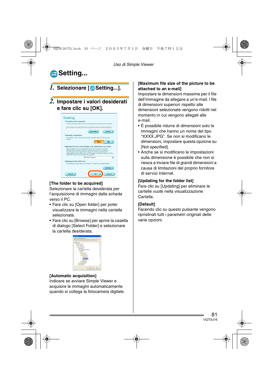 Setting | Panasonic VQT0U16 User Manual | Page 81 / 120