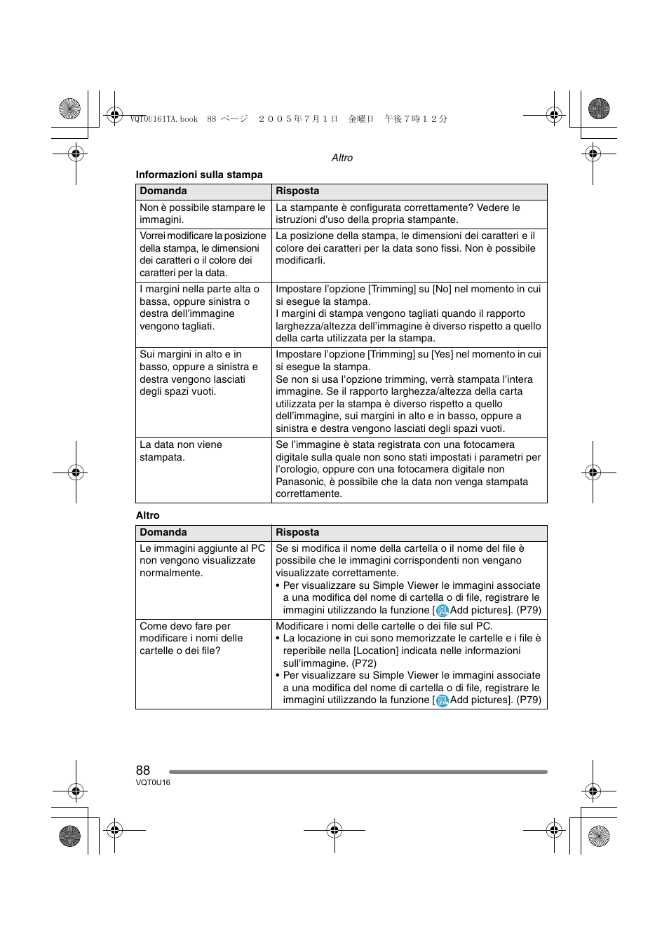 Panasonic VQT0U16 User Manual | Page 88 / 120