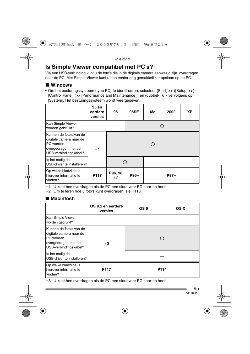 Is simple viewer compatibel met pc’s, Windows, Macintosh | Panasonic VQT0U16 User Manual | Page 95 / 120