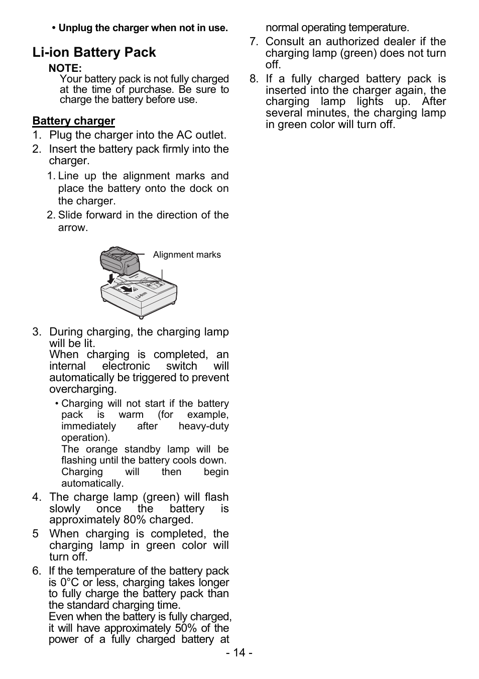 Li-ion battery pack | Panasonic EY4550 User Manual | Page 14 / 136