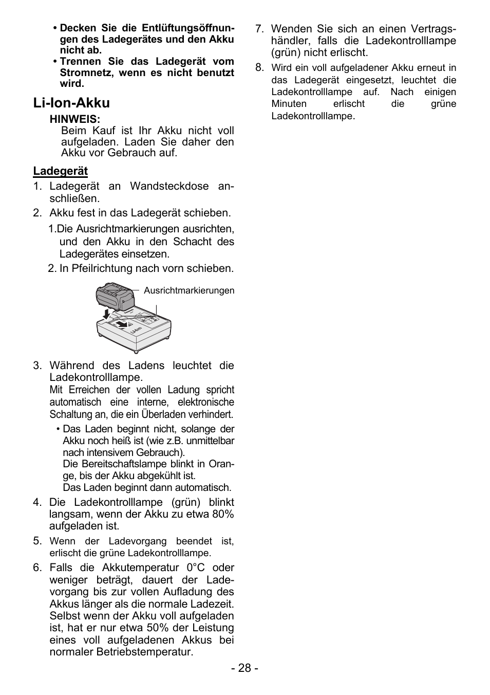 Li-ion-akku | Panasonic EY4550 User Manual | Page 28 / 136