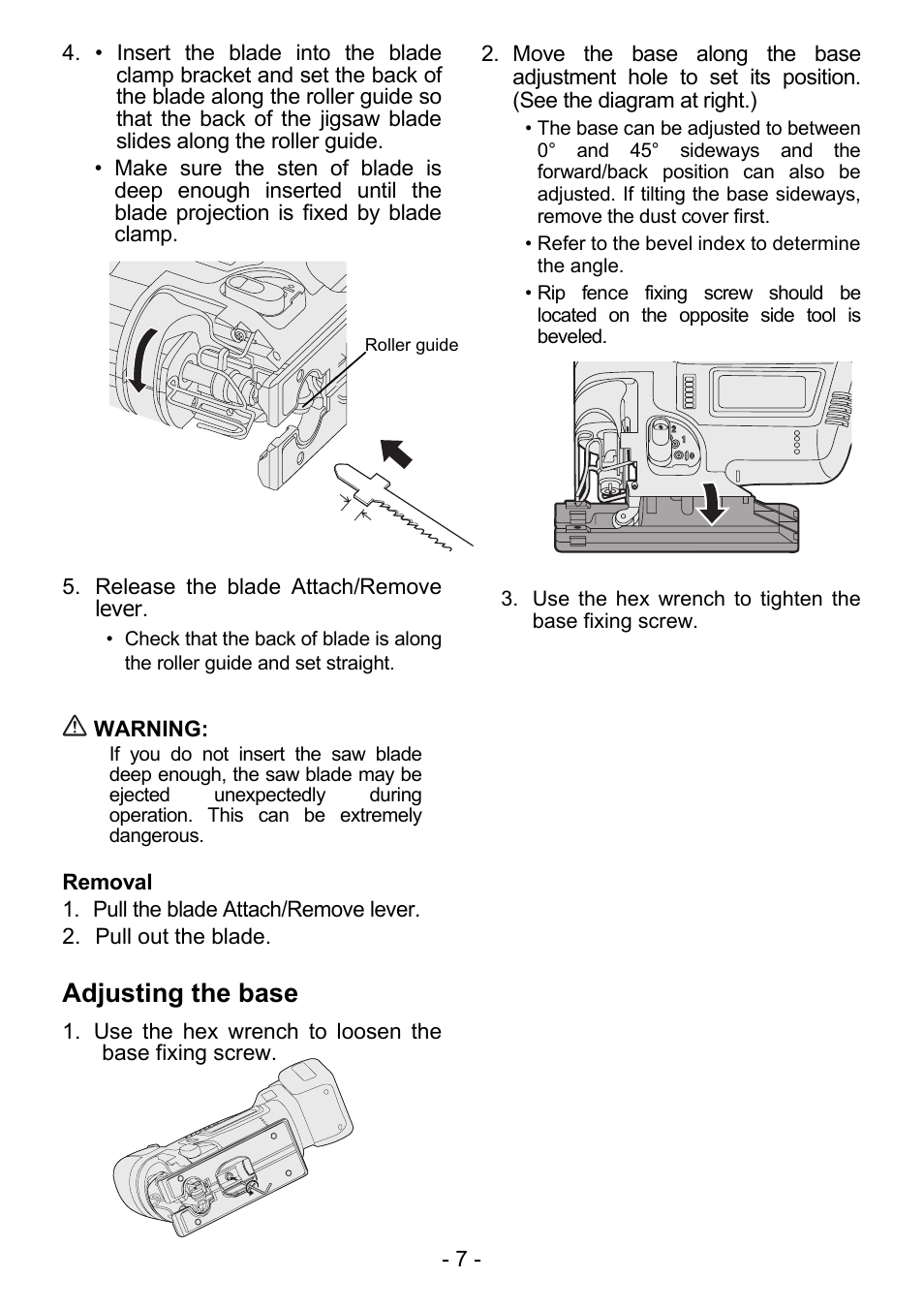 Adjusting the base | Panasonic EY4550 User Manual | Page 7 / 136