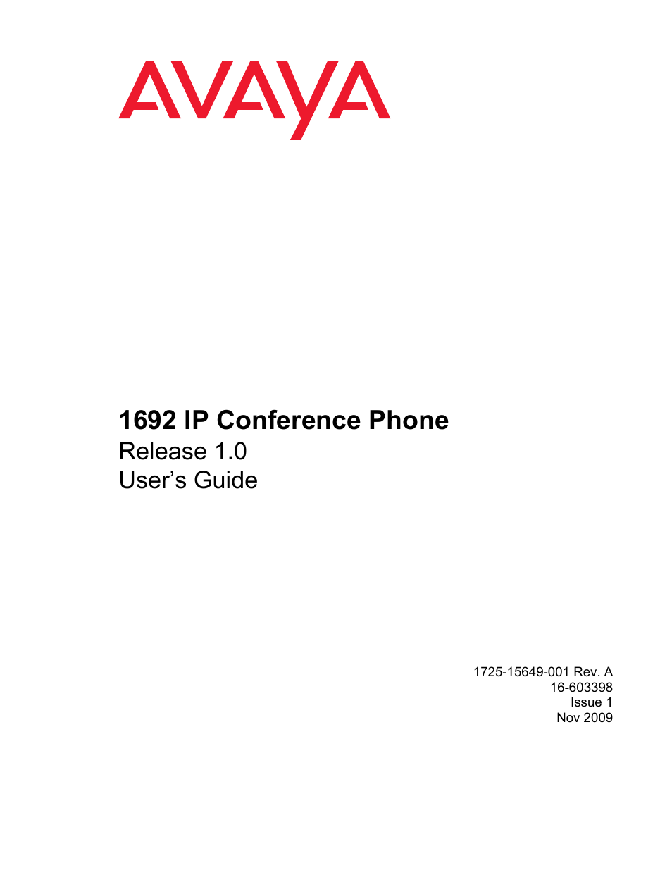 Avaya 1692 IP User Manual | 32 pages