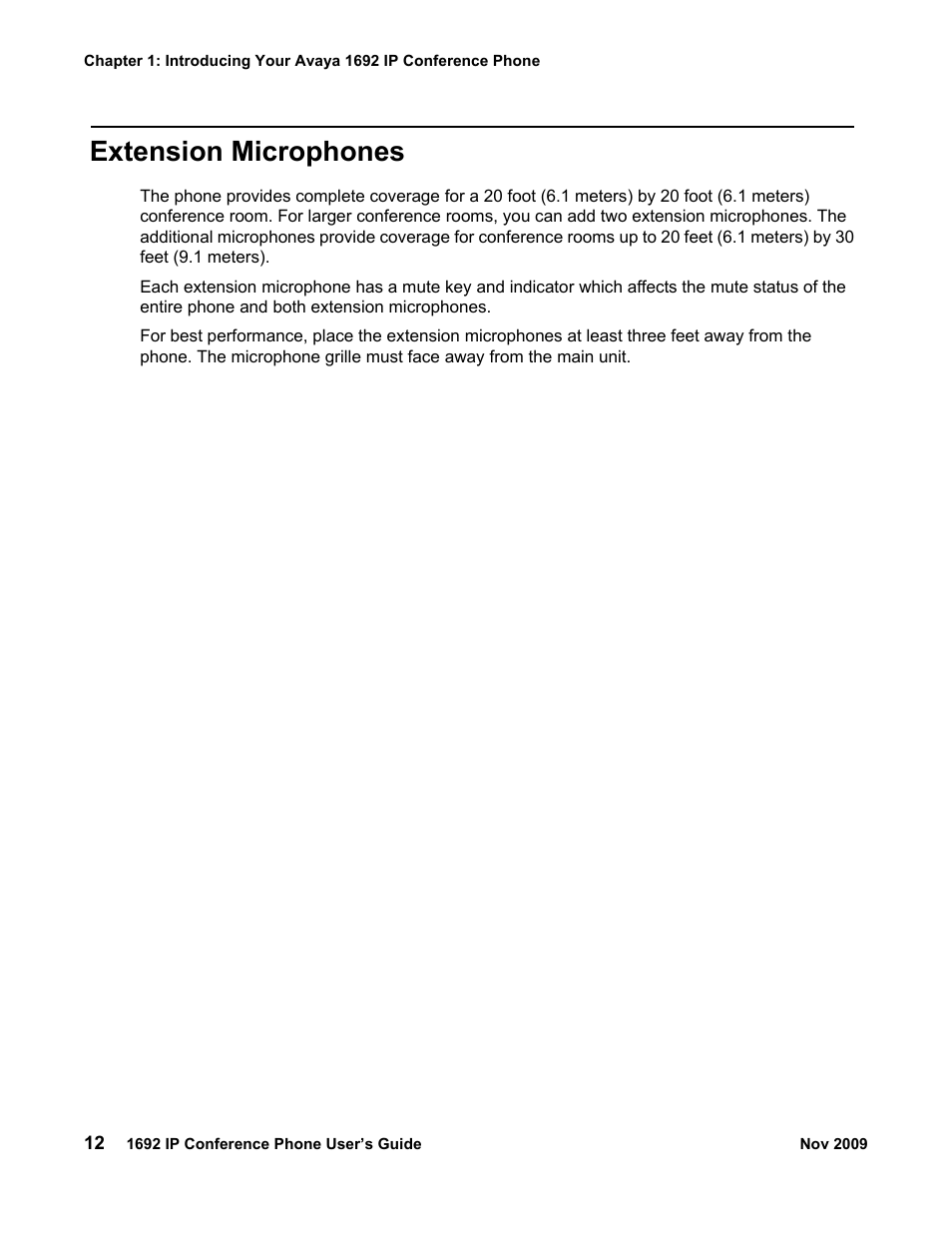 Extension microphones | Avaya 1692 IP User Manual | Page 12 / 32