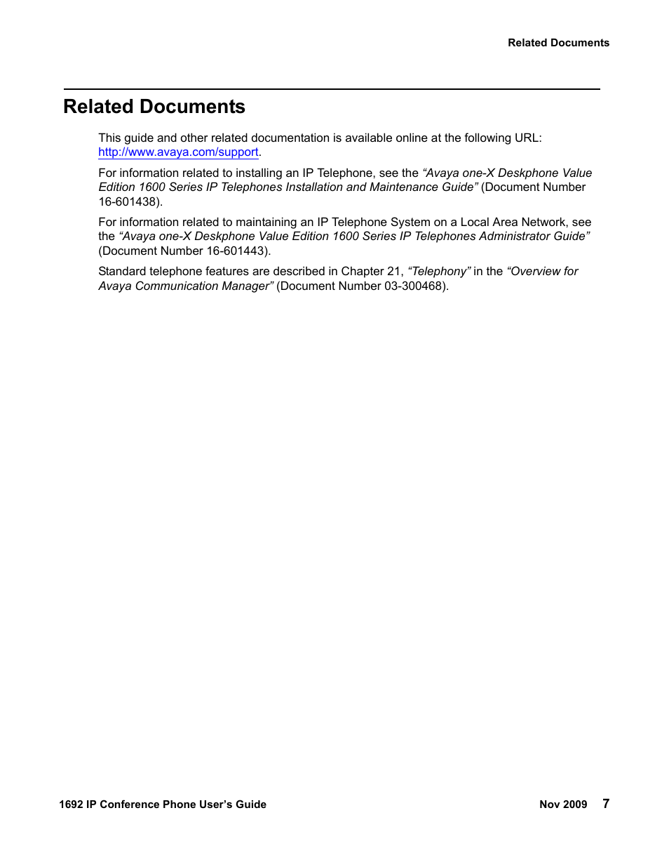 Related documents | Avaya 1692 IP User Manual | Page 7 / 32