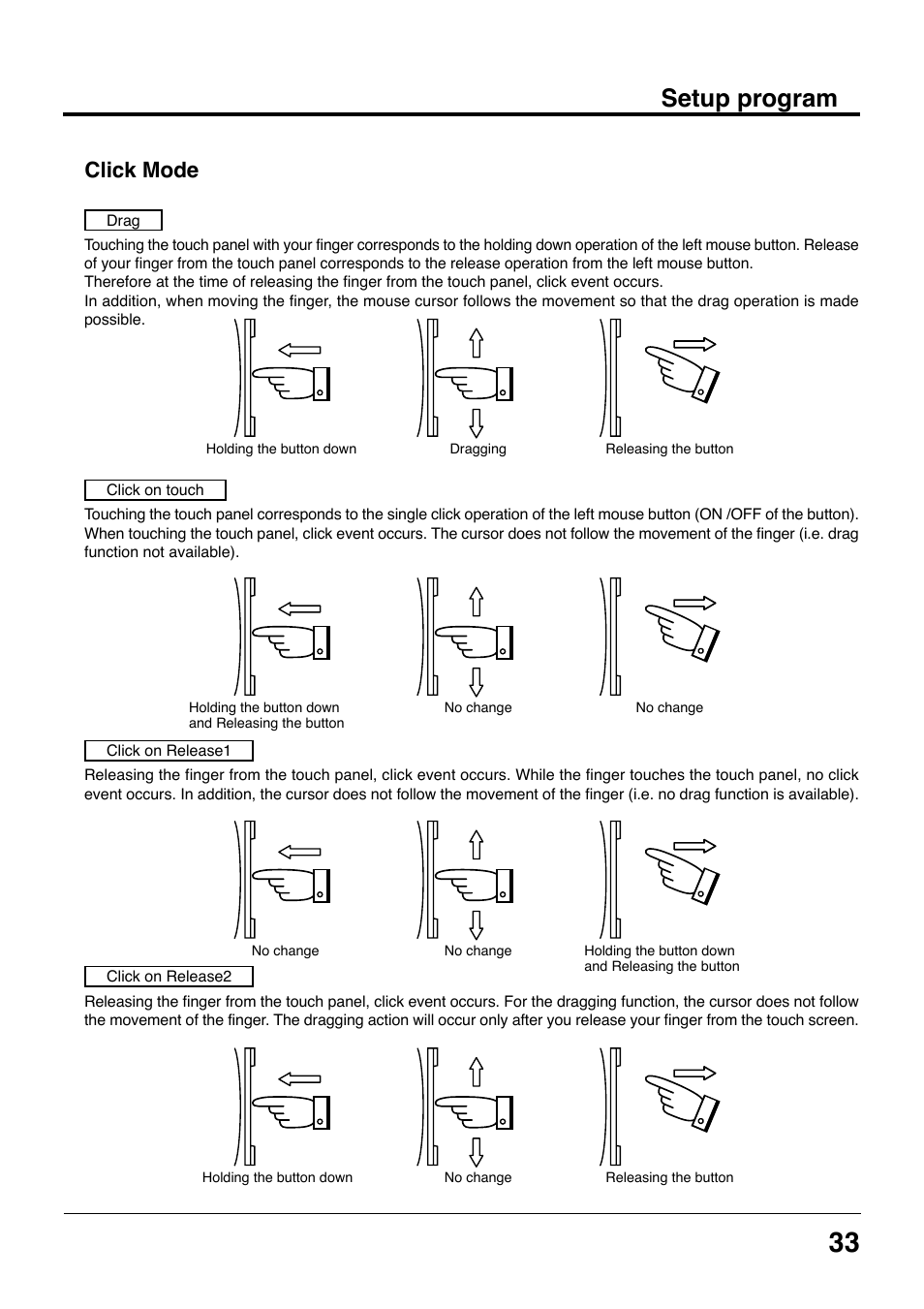 Setup program, Click mode | Panasonic TYTP42P8S User Manual | Page 33 / 36