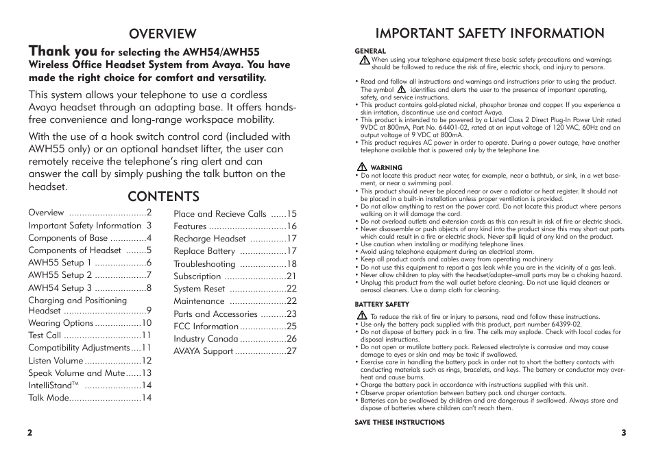Avaya AWH-55 User Manual | Page 2 / 15