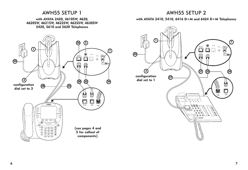 Awh55 setup 1, Awh55 setup 2 | Avaya AWH-55 User Manual | Page 4 / 15