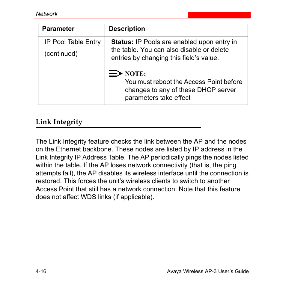 Link integrity, Link integrity -16 | Avaya Wireless AP-3 User Manual | Page 104 / 425