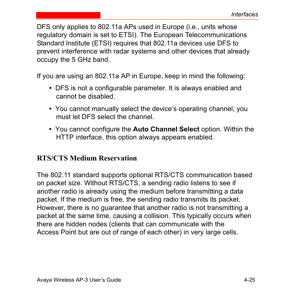Rts/cts medium reservation, Rts/cts medium reservation -25, Rts/cts | Medium reservation | Avaya Wireless AP-3 User Manual | Page 113 / 425