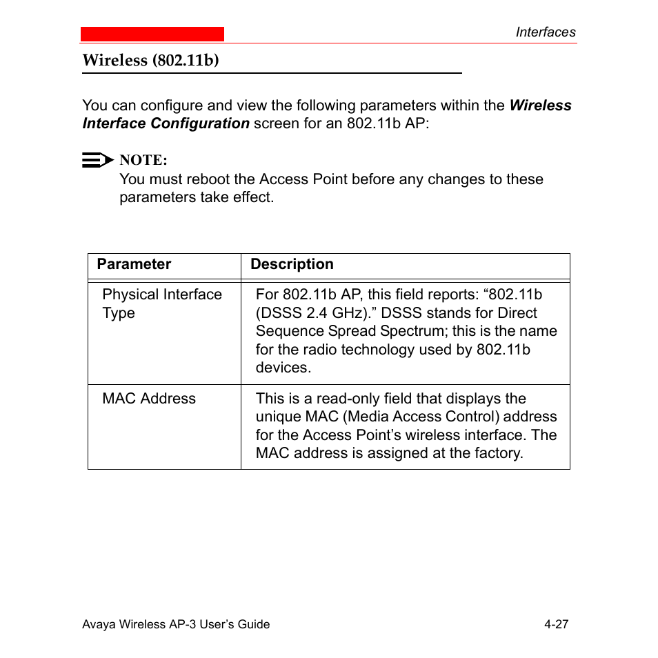 Wireless (802.11b), Wireless (802.11b) -27 | Avaya Wireless AP-3 User Manual | Page 115 / 425