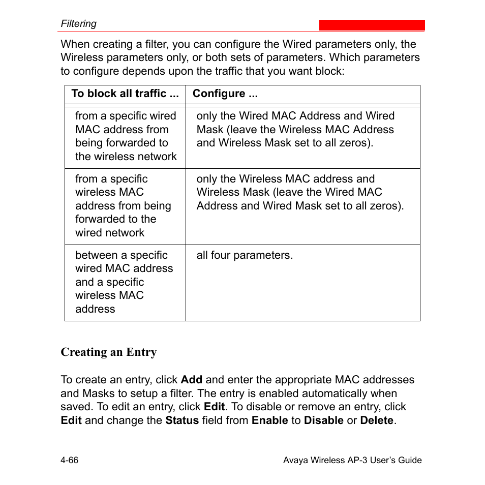 Creating an entry, Creating an entry -66 | Avaya Wireless AP-3 User Manual | Page 154 / 425