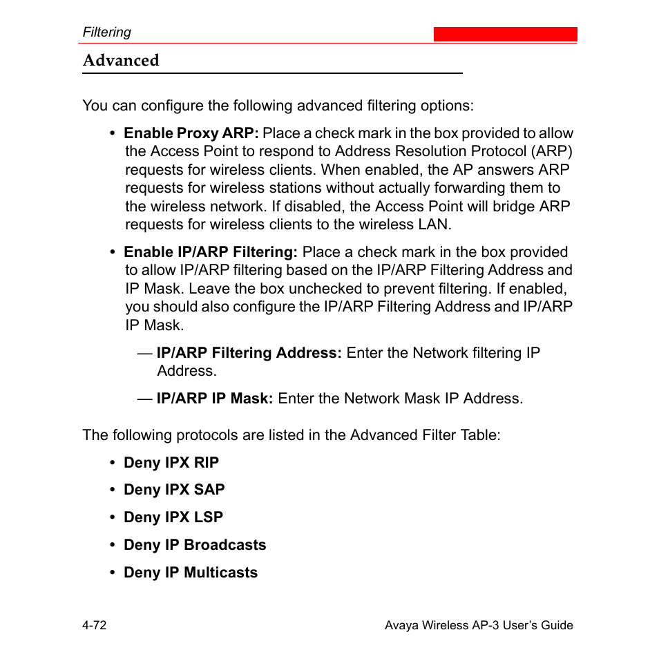 Advanced, Advanced -72 | Avaya Wireless AP-3 User Manual | Page 160 / 425