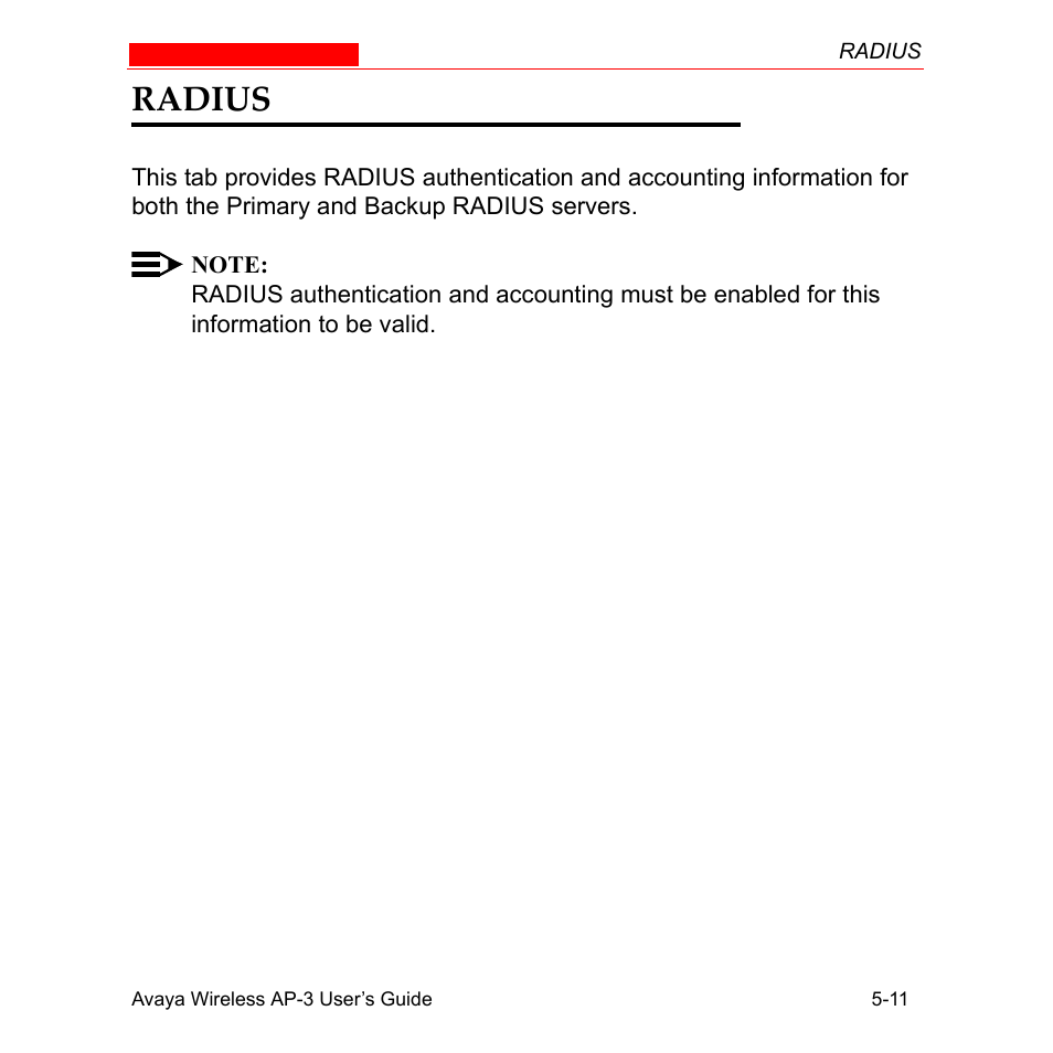 Radius, Radius -11 | Avaya Wireless AP-3 User Manual | Page 235 / 425