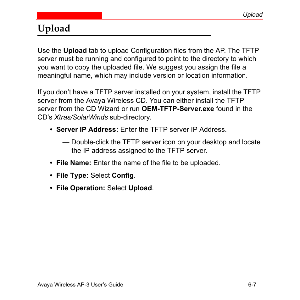 Upload, Upload -7 | Avaya Wireless AP-3 User Manual | Page 250 / 425
