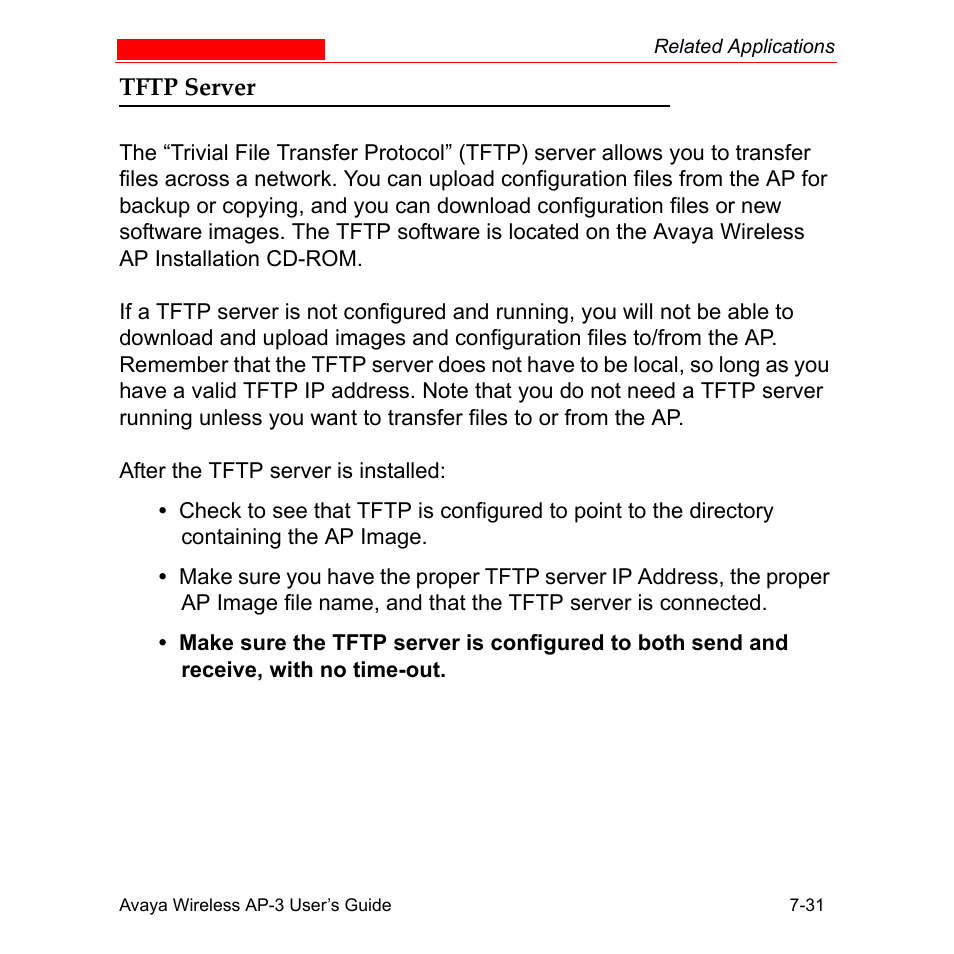 Tftp server, Tftp server -31 | Avaya Wireless AP-3 User Manual | Page 286 / 425