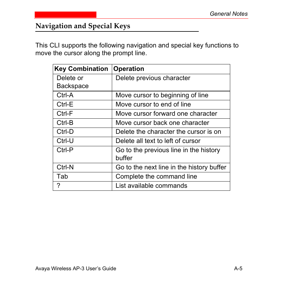 Navigation and special keys | Avaya Wireless AP-3 User Manual | Page 291 / 425