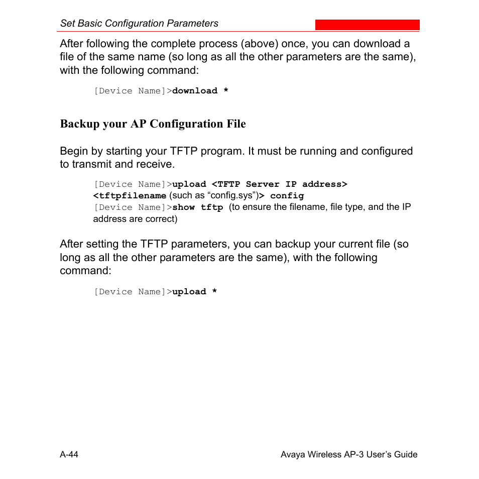 Backup your ap configuration file | Avaya Wireless AP-3 User Manual | Page 330 / 425