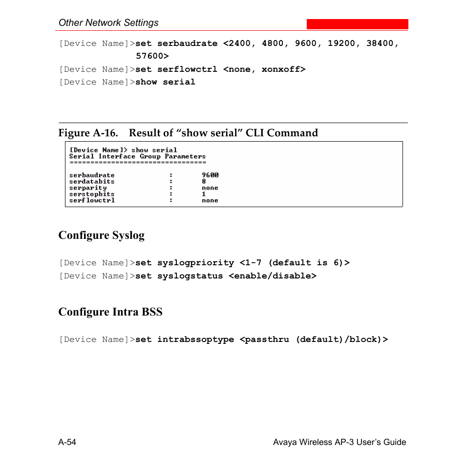 Configure syslog, Configure intra bss | Avaya Wireless AP-3 User Manual | Page 340 / 425